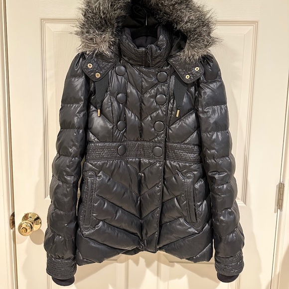 Black Down Feather Puffer Coat Size S - Picture 1 of 7